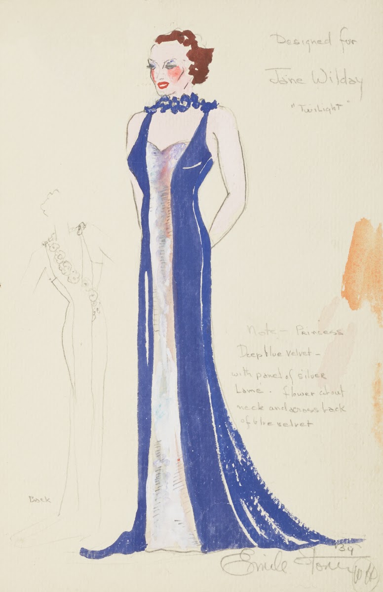 On Top Designed for Jane Wilday Twilight Blue evening gown with silver panel and