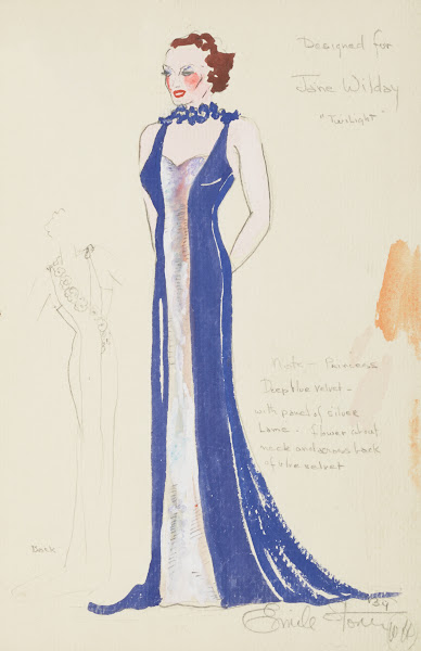 On Top Designed for Jane Wilday Twilight Blue evening gown with silver panel and