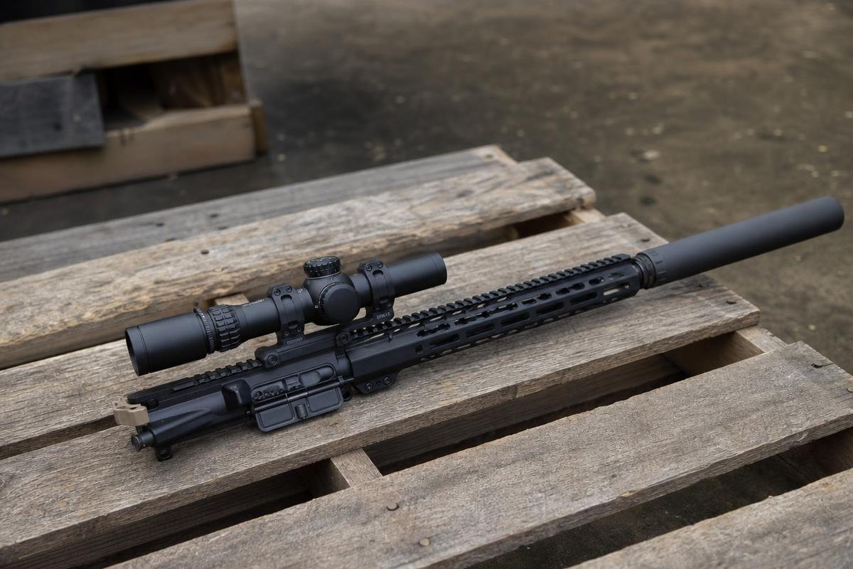 suppressed AR-15 charging handle matched to rifle setup