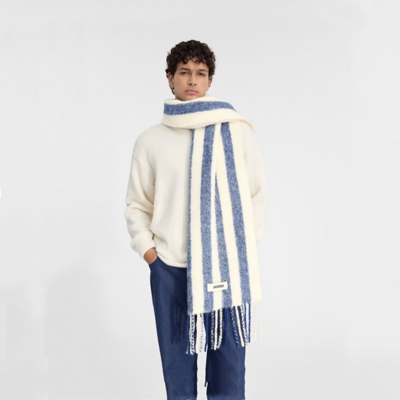 Striped scarf made from mohair and alpaca wool, 250x40cm