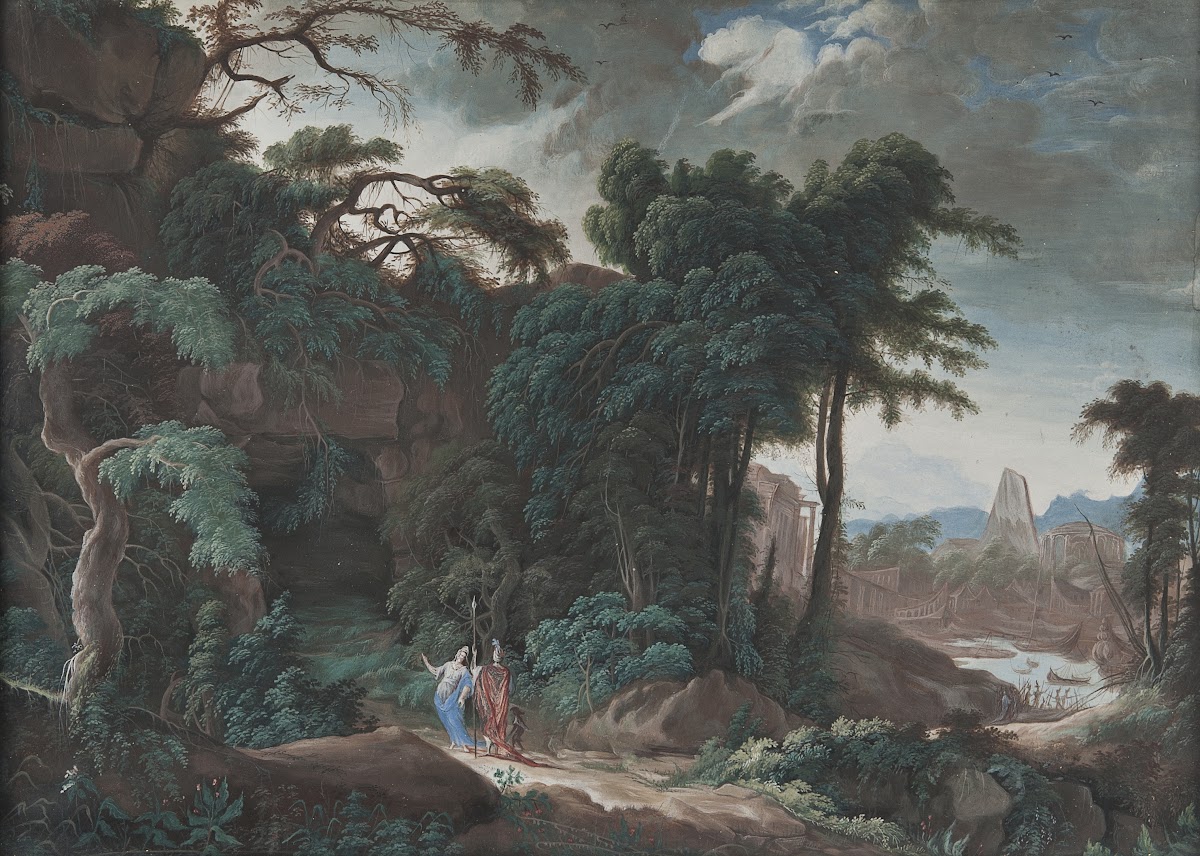 Forest landscape with figures