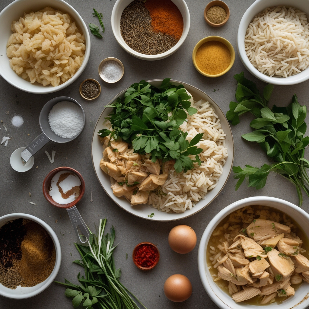 Ingredients for Comforting Smothered Chicken and Rice – Easy Homemade Dinner Recipe