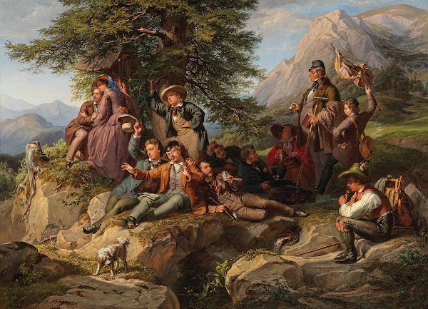 Ausgelassene Rast Bei Der Wanderung Der Studenten 1859