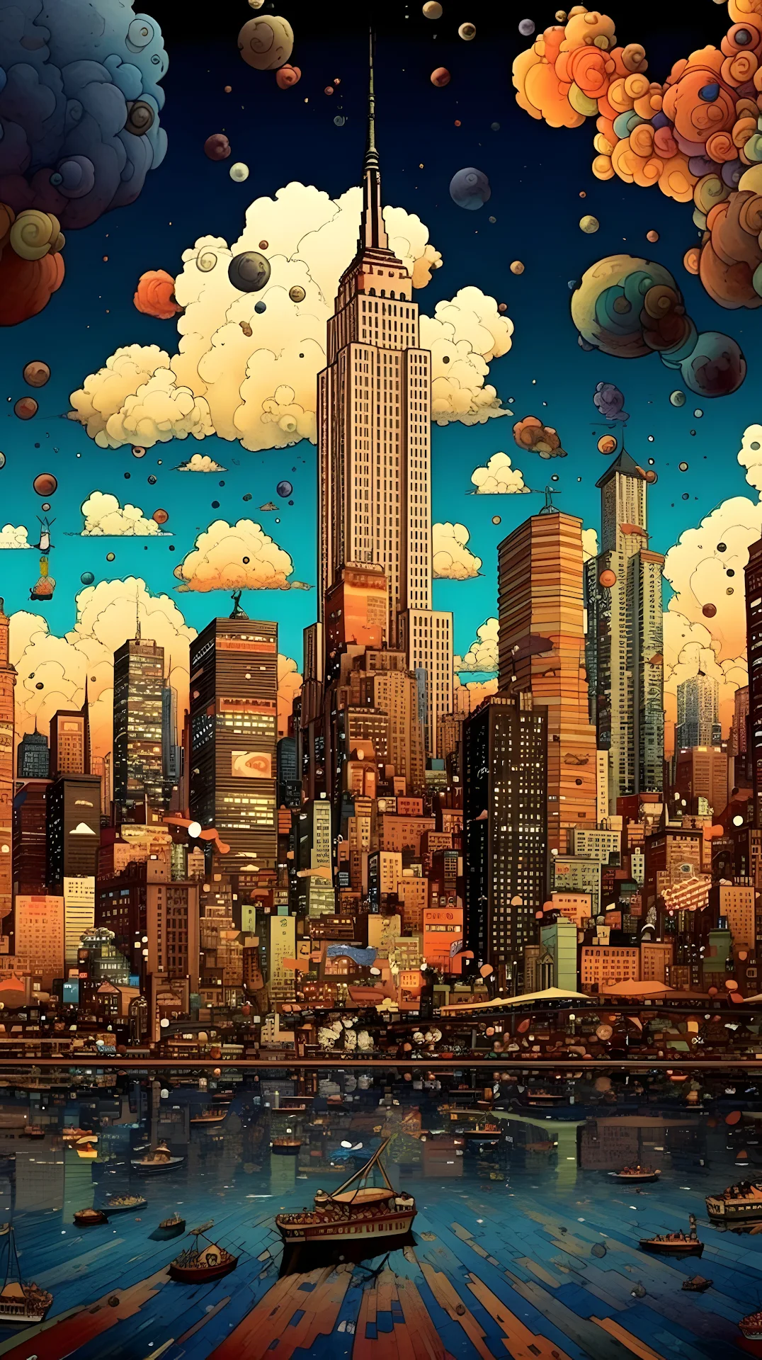Surreal New York City Skyline Illustration - Free 4K mobile Wallpaper