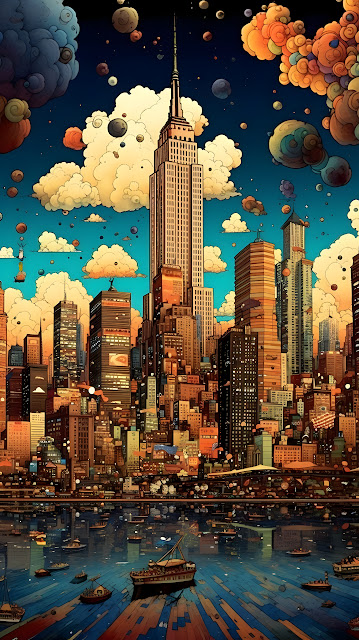 Surreal New York City Skyline Illustration - Free mobile Wallpaper