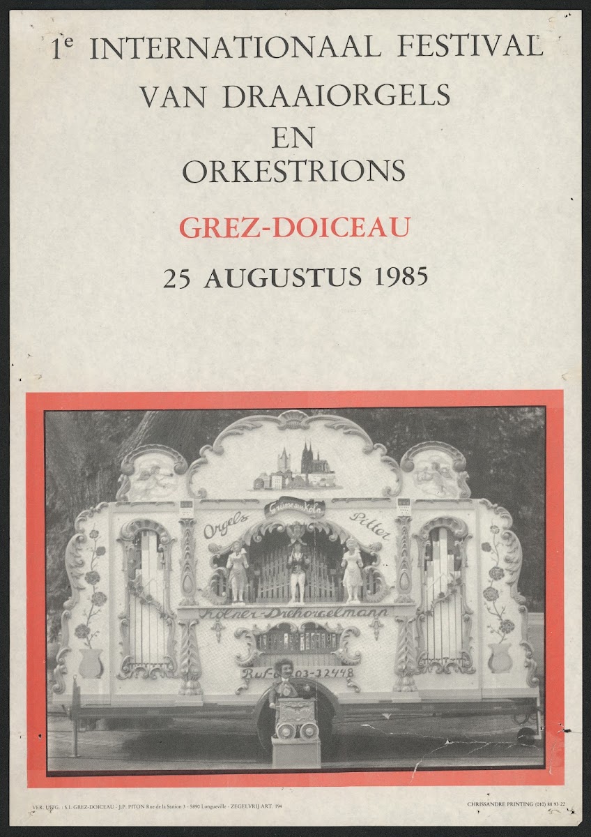 1e Internationaal Festival Van Draairogels En Orkestrions Grez Doiceau 1985