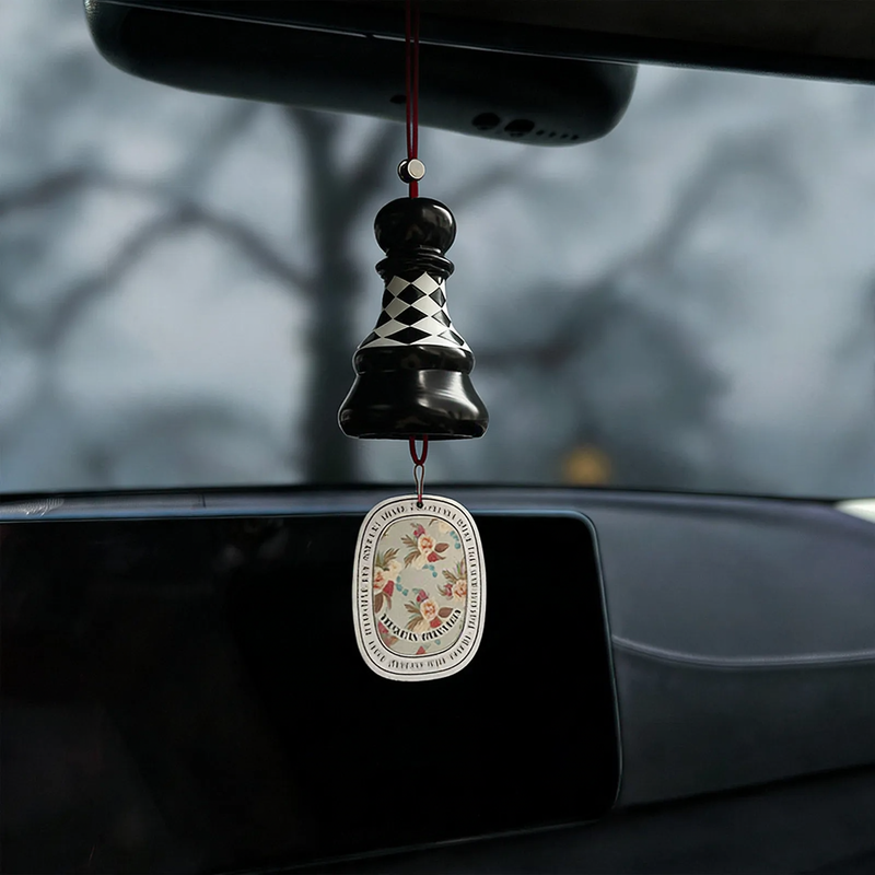 Air freshener for rearview mirror, checkerboard design
