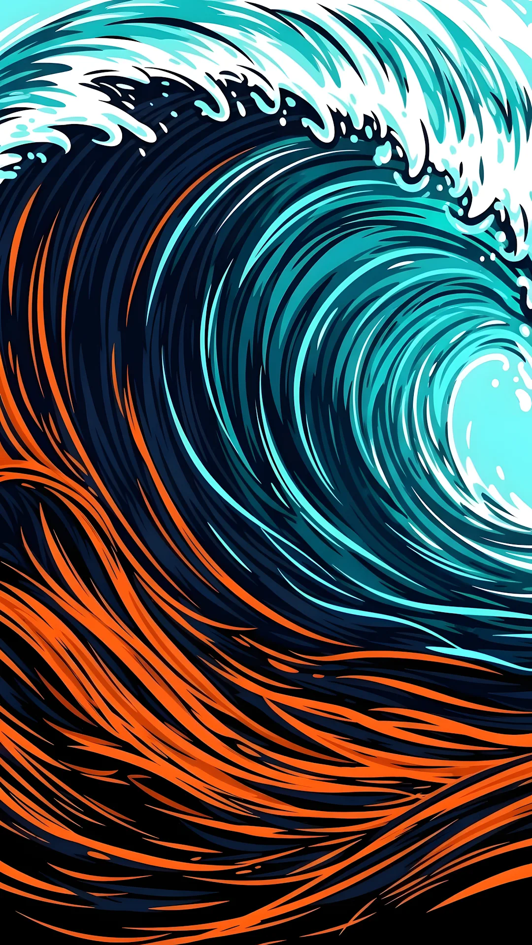 Swirling Dark Espresso Coffee and Cream Texture - Free 4K mobile Wallpaper