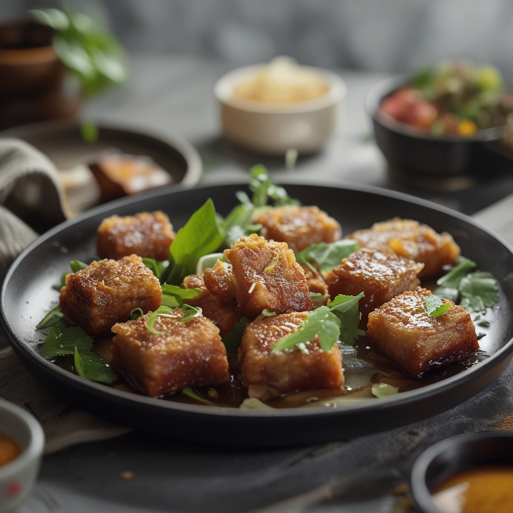 Final Crispy Vietnamese Pork Belly Bites with Quick-Pickled Veggies & Sriracha Mayo