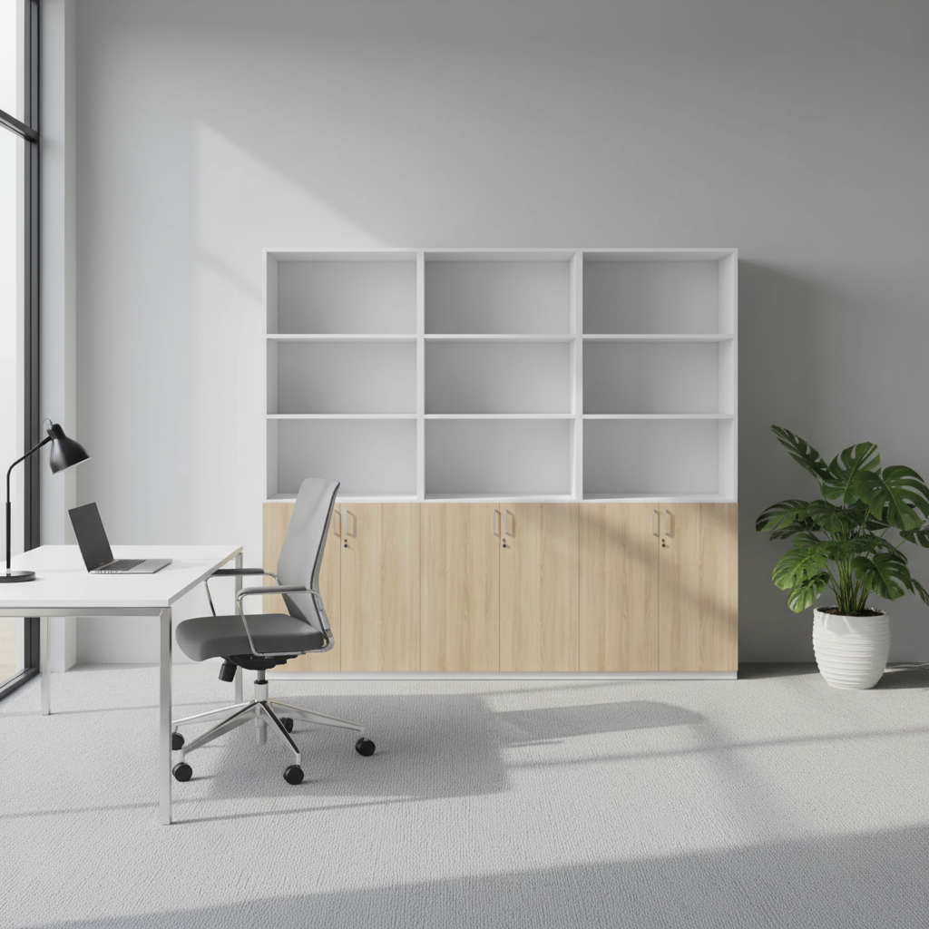 RADAR Color Full Height Six-Lower Door and Top Open Storage Cabinet