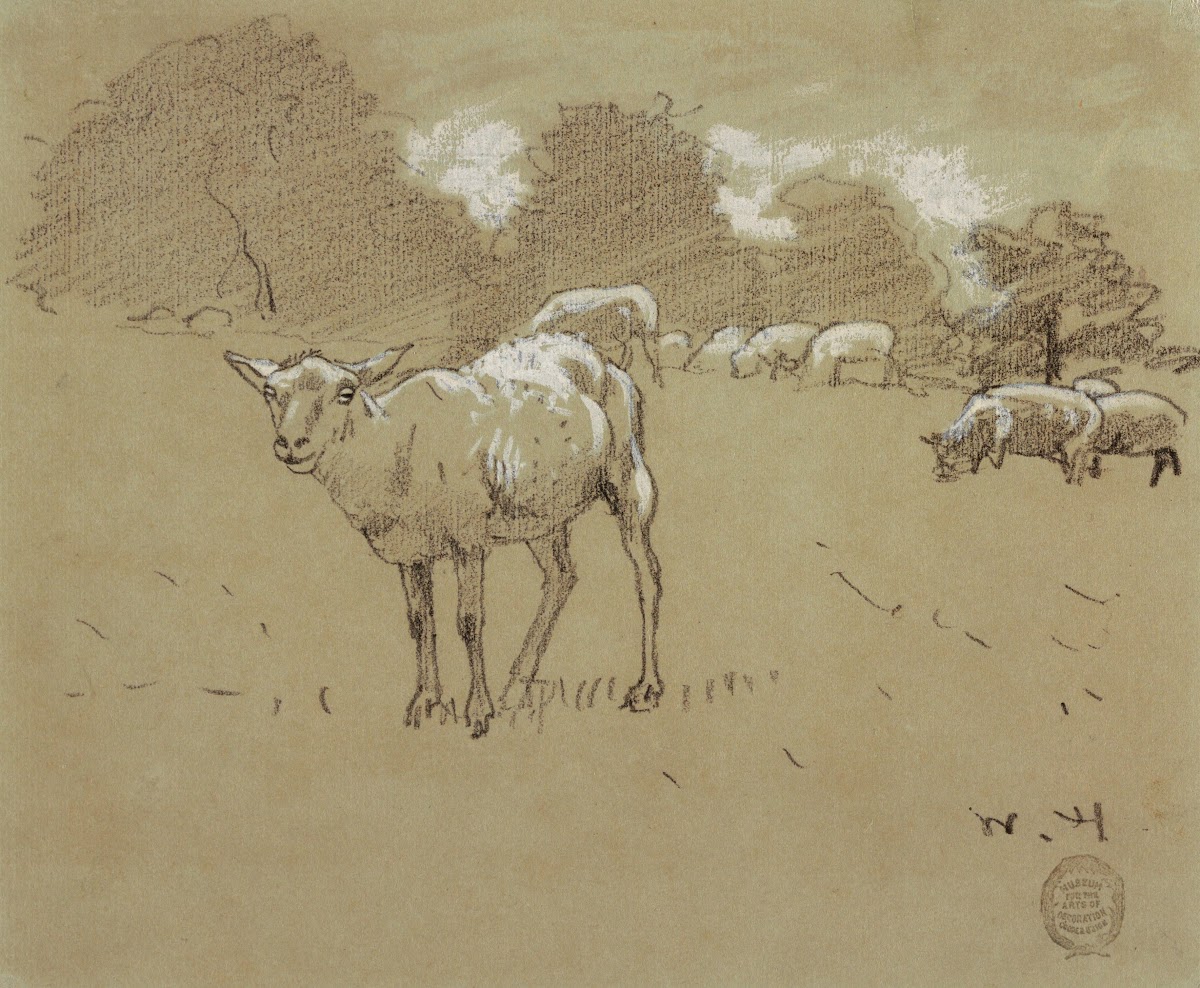 Sheep Grazing in a Field 1878