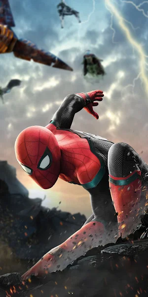 Spiderman, Villains, Superhero, Lightning Full HD iPhone Wallpaper Background