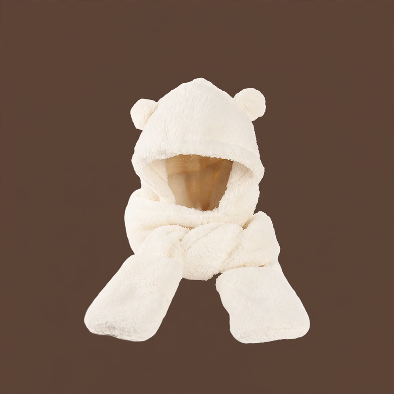 Fluffy Bear Set: Hat, Scarf, and Gloves