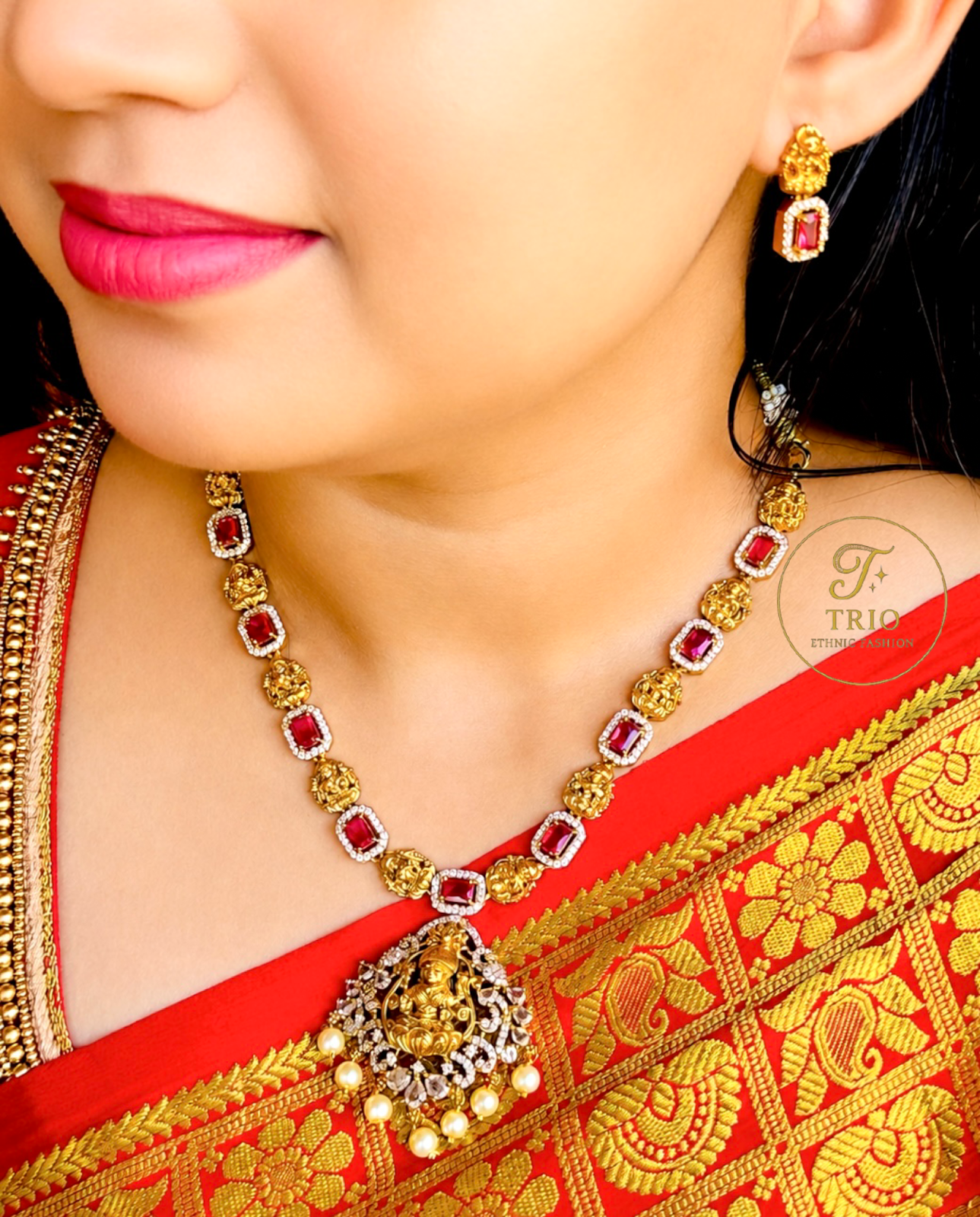 Premium Lakshmi AD Necklace Set
