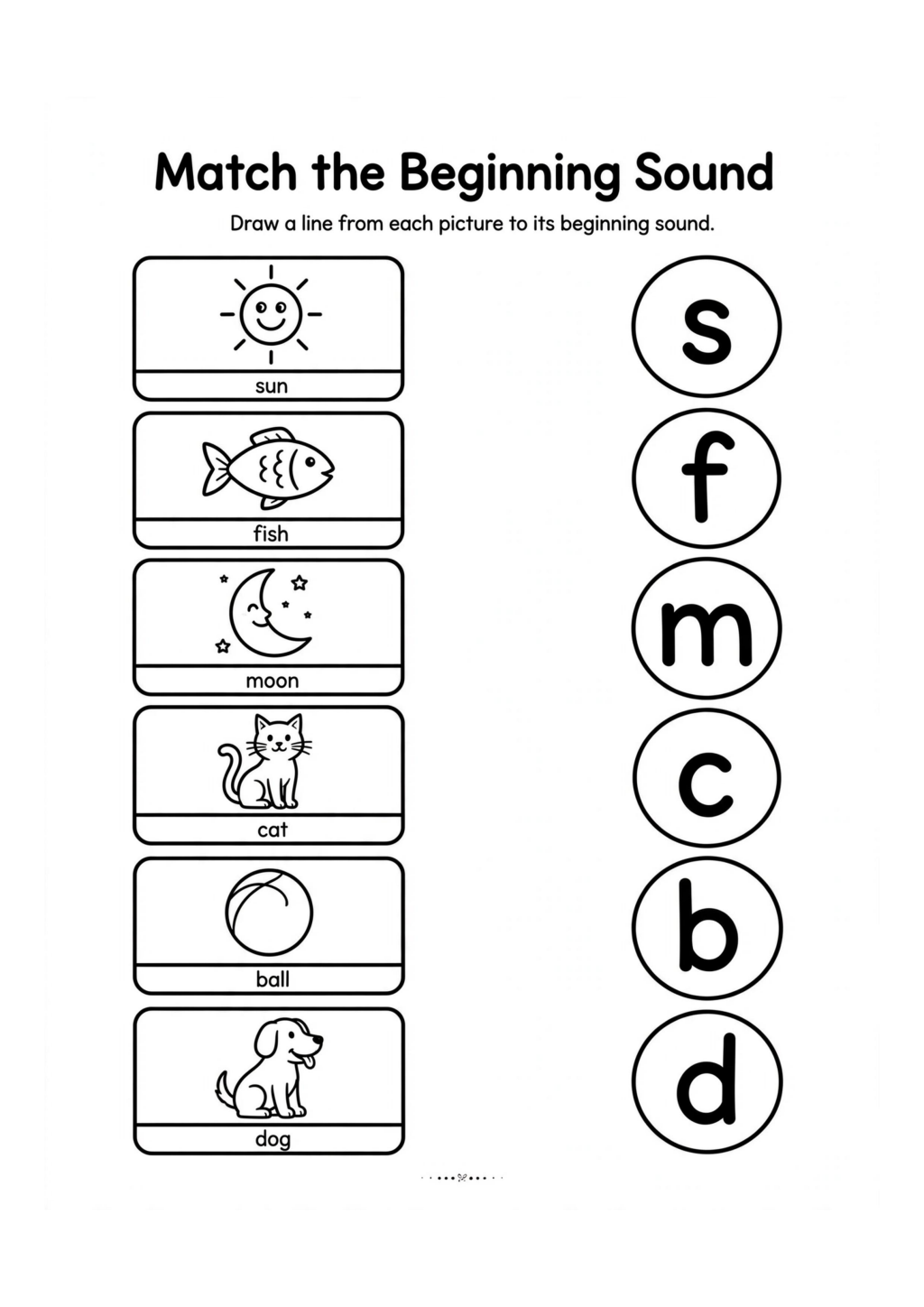 Match the Beginning Sound Worksheet