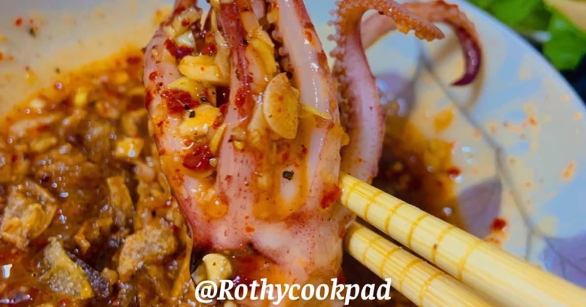 Râu mực chấm sốt cay 🌶