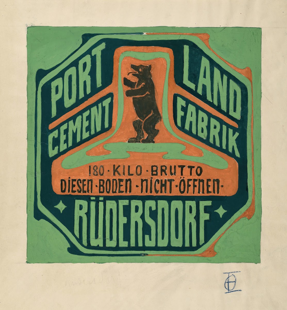Verpackungsaufkleber Portland Cementfabrik Rüdersdorf 1895