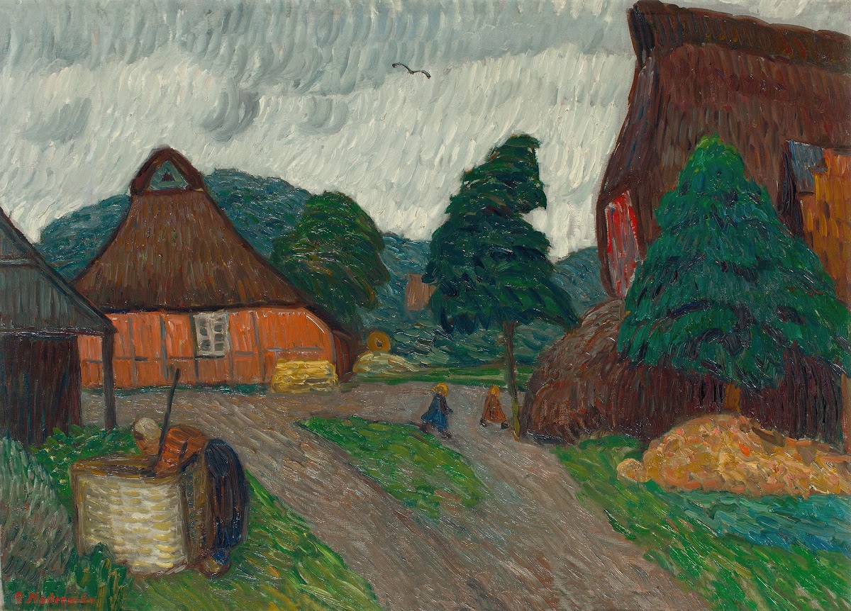 Frühjahrsabendsonne in der Bredenau Banehrs Hof ca 1920