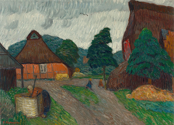 Frühjahrsabendsonne in der Bredenau Banehrs Hof ca 1920