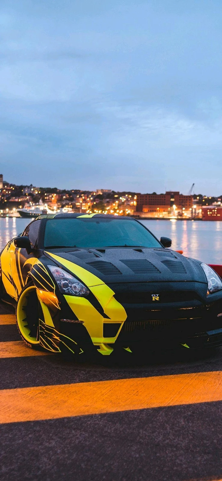 Custom Nissan GT-R at Dusk - Automotive Photography Full HD iPhone Wallpaper (1080x2340)