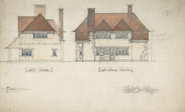 South Elevation and East or Entrance Elevation of a House 1909