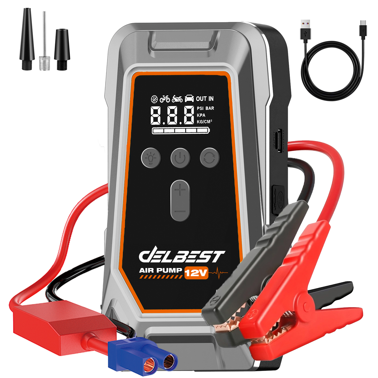 4 in 1 Car tire air pump emergency + start power jump starter and powerbank