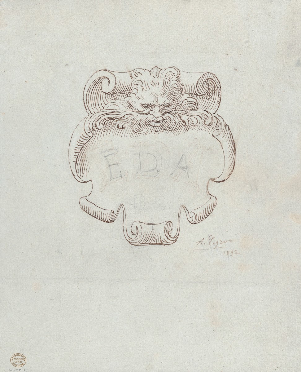 Sketch for a Nameplate for Edward D Adams 1892