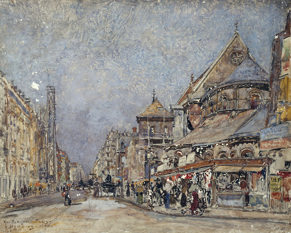 La rue Réaumur et le chevet de léglise Saint Martin des Champs 1900