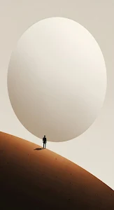Surreal Minimalist Solitude Man Giant Sphere Dune