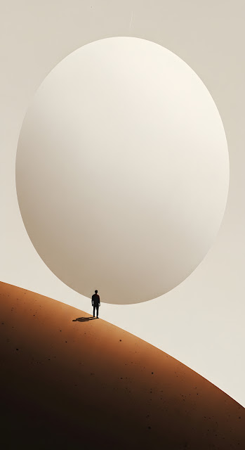 Surreal Minimalist Solitude Man Giant Sphere Dune - Free mobile Wallpaper