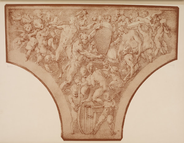 Francesco Primaticcio  Study for fresco of the Vucan forging the darts of Cupid