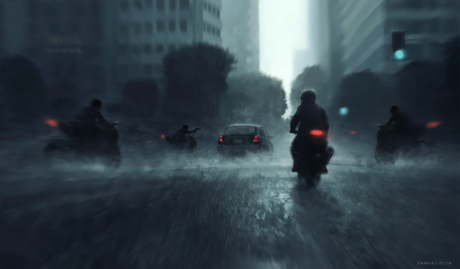 Digital Art, Artwork, Illustration, City, City Lights 4K Desktop, iPhone Wallpaper Background