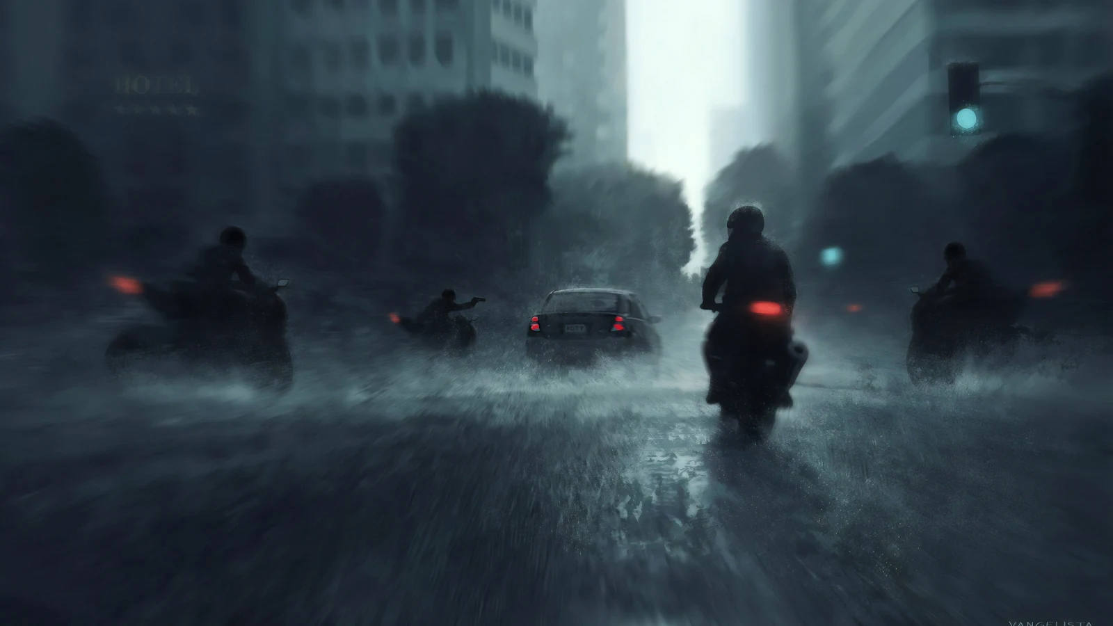 Digital Art, Artwork, Illustration, City, City Lights 4K Desktop Wallpaper