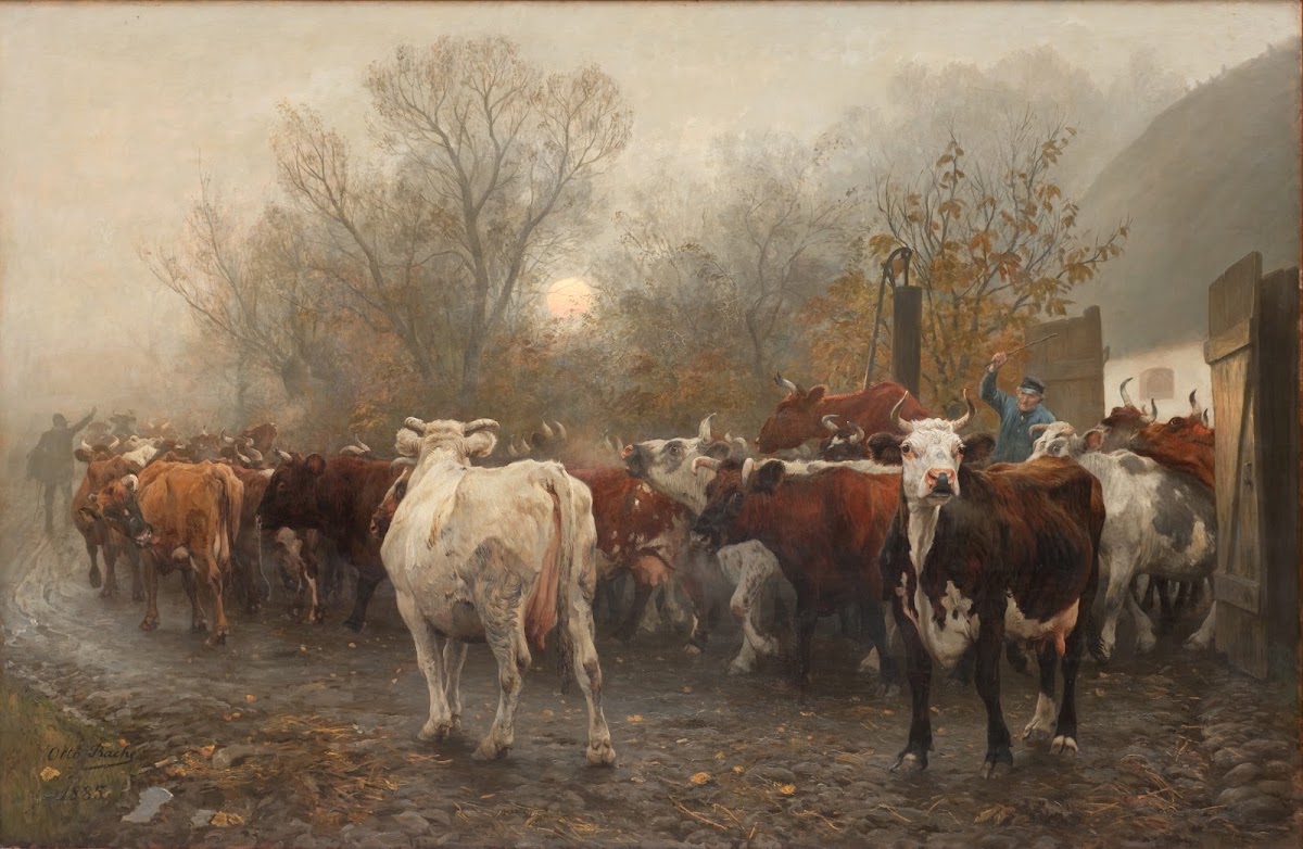 Driving Cows out of the Cowhouse 1885