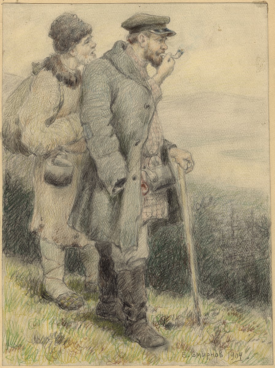 Travelers Walking to a New Settlement in Siberia 1904