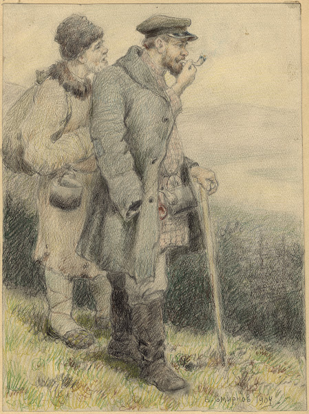 Travelers Walking to a New Settlement in Siberia 1904