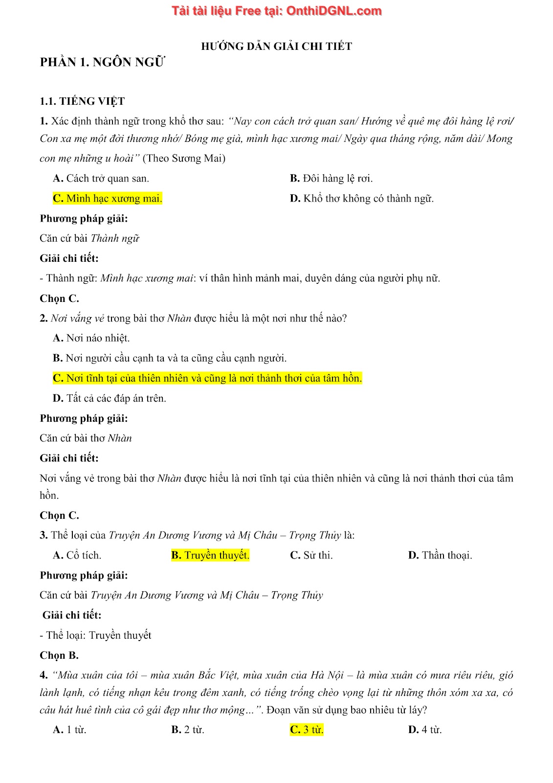 500 bài tập môn Ngữ Văn - Ôn thi ĐGNL ĐHQG TP HCM Phần 6