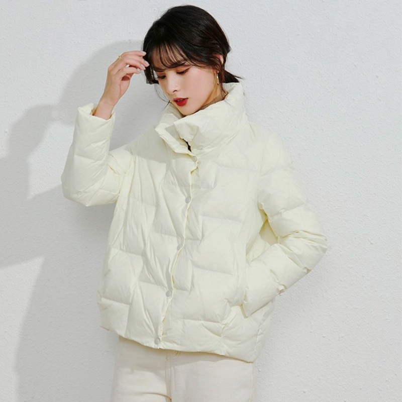 Lightweight women's down jacket, short, stand-up collar