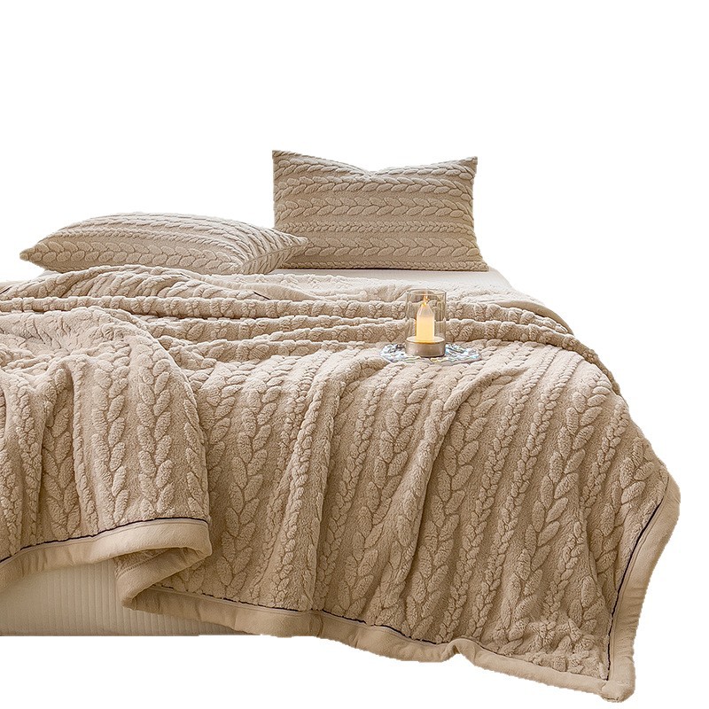 Milk fiber fleece living blanket with ear pattern, various sizes