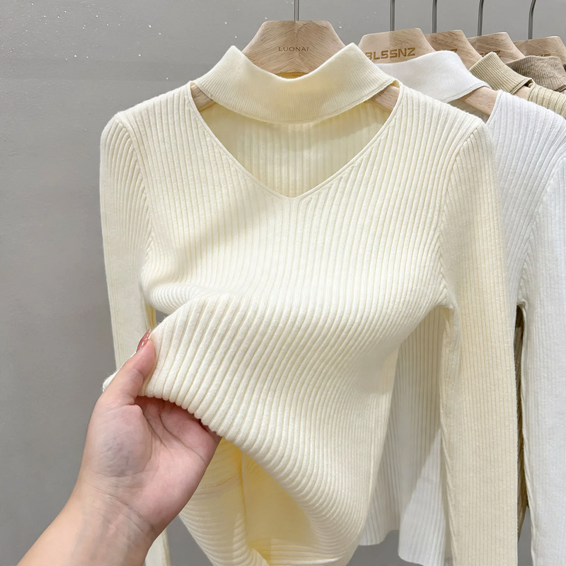 Elegant V-Neck Knitted Sweater