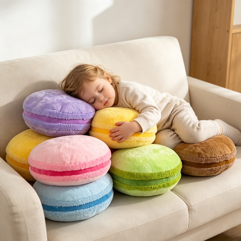 Round Plush Cushion, Macaron Colors