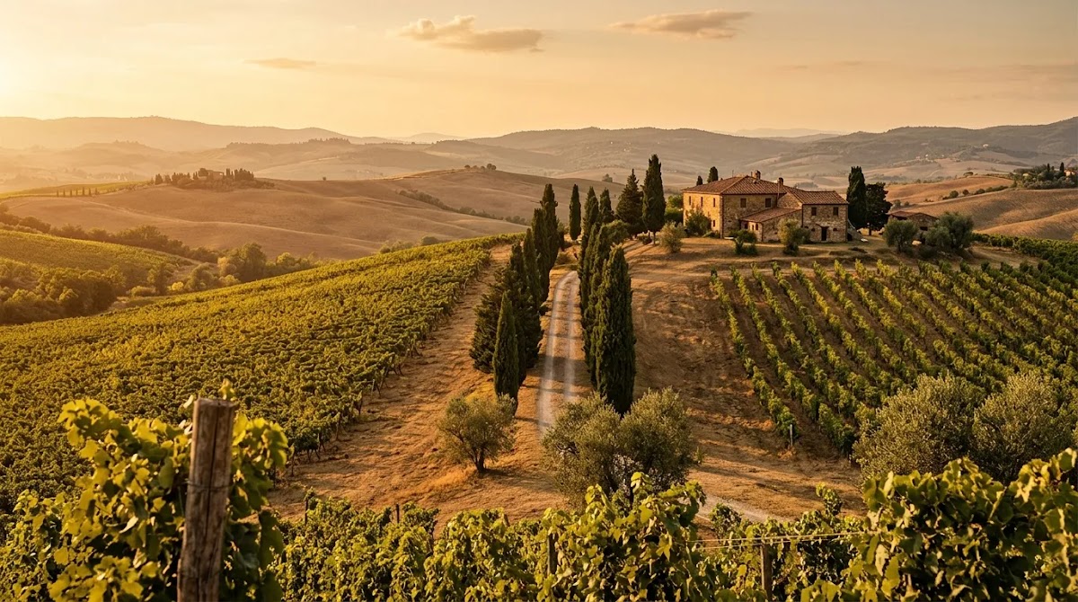 Tuscan vineyard landscape for best Italian red wine Hong Kong buyers exploring value selections