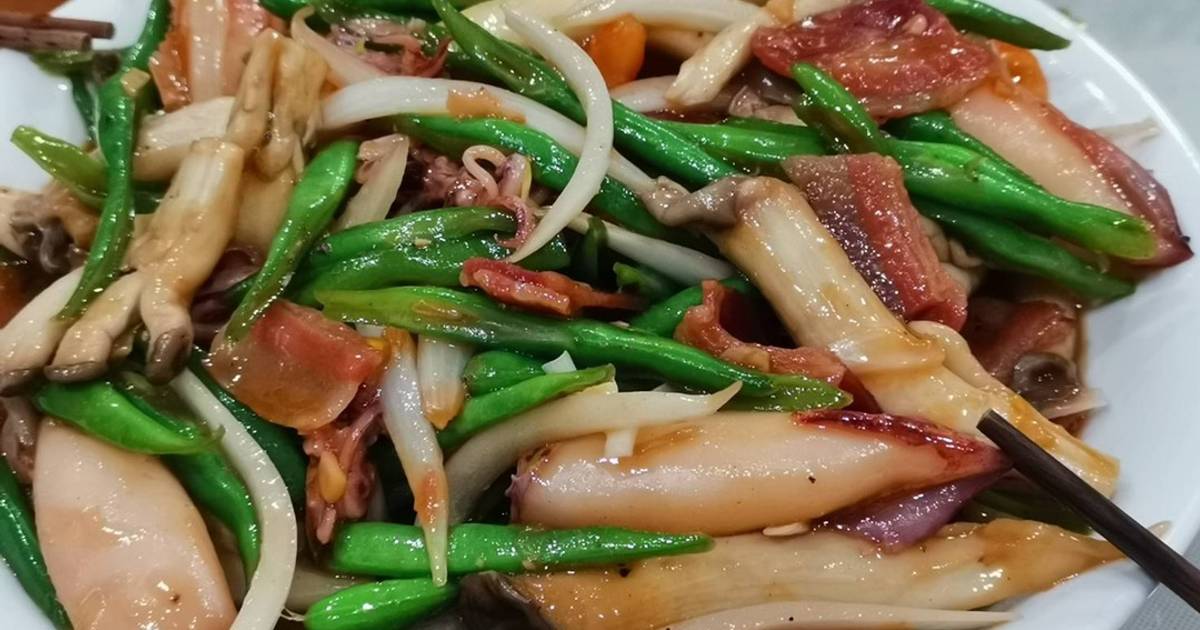 Đỗ xào mực sa tế