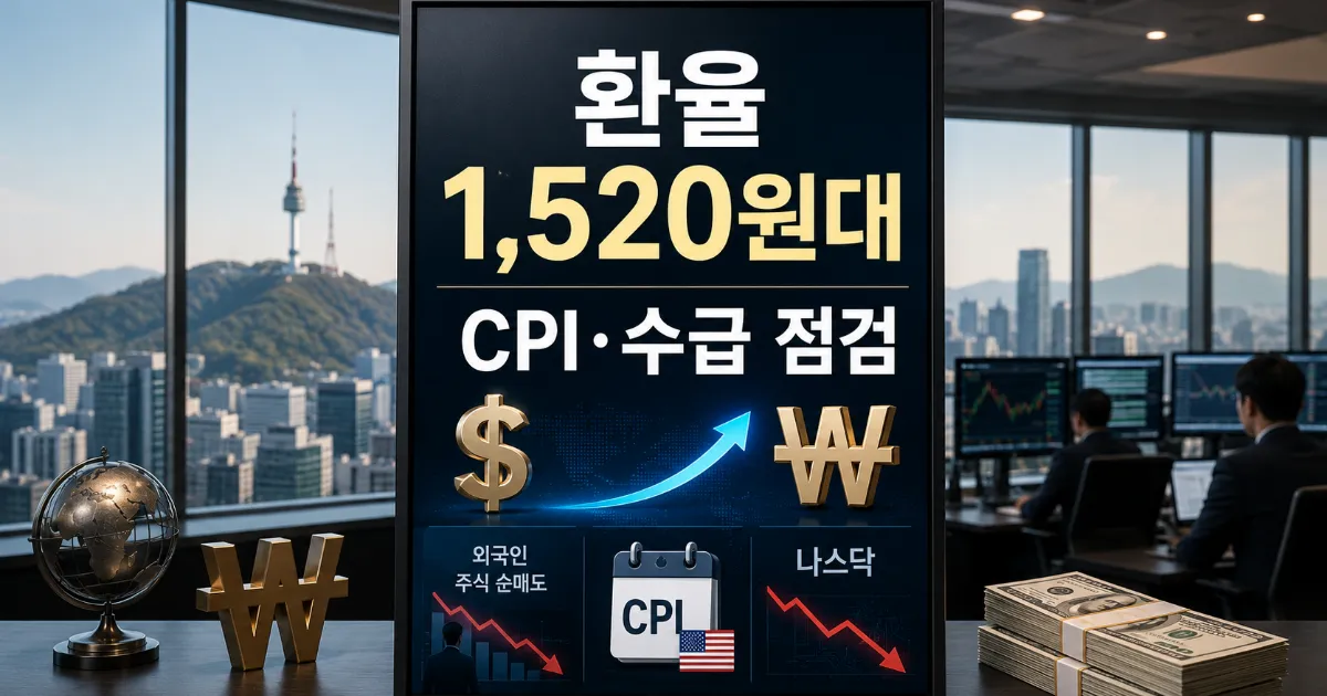 투자자가 달러-원 환율과 미국 CPI 발표 전 외국인 수급을 함께 확인하는 장면