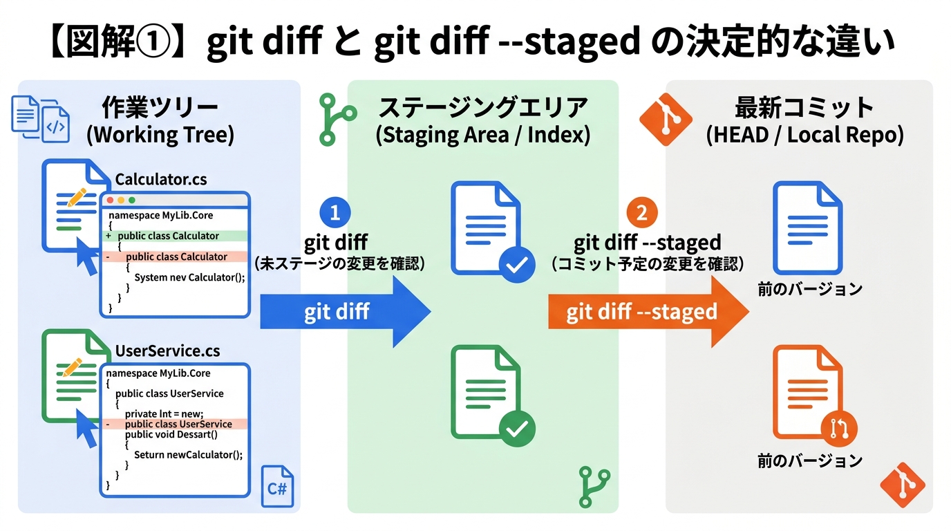 git diff と git diff --staged の決定的な違い