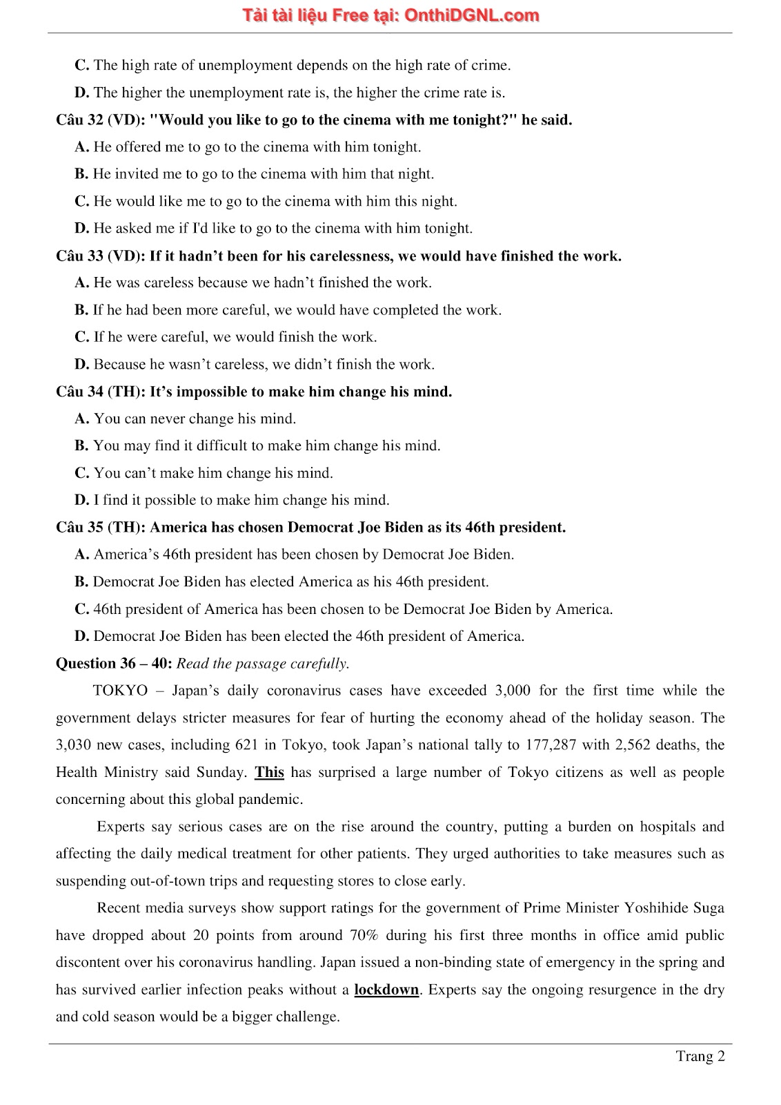 800 bài tập môn Tiếng Anh - Ôn thi ĐGNL ĐHQG TP HCM Phần 5