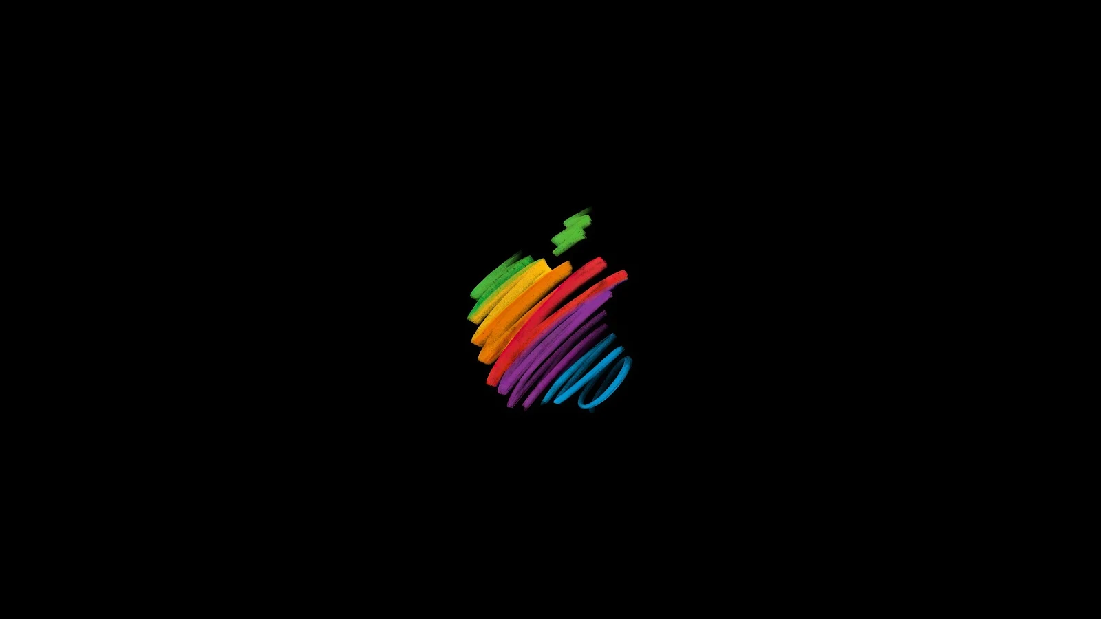 Rainbow Apple Logo Sketch - Digital Illustration 5K Wallpaper (5120x2880)