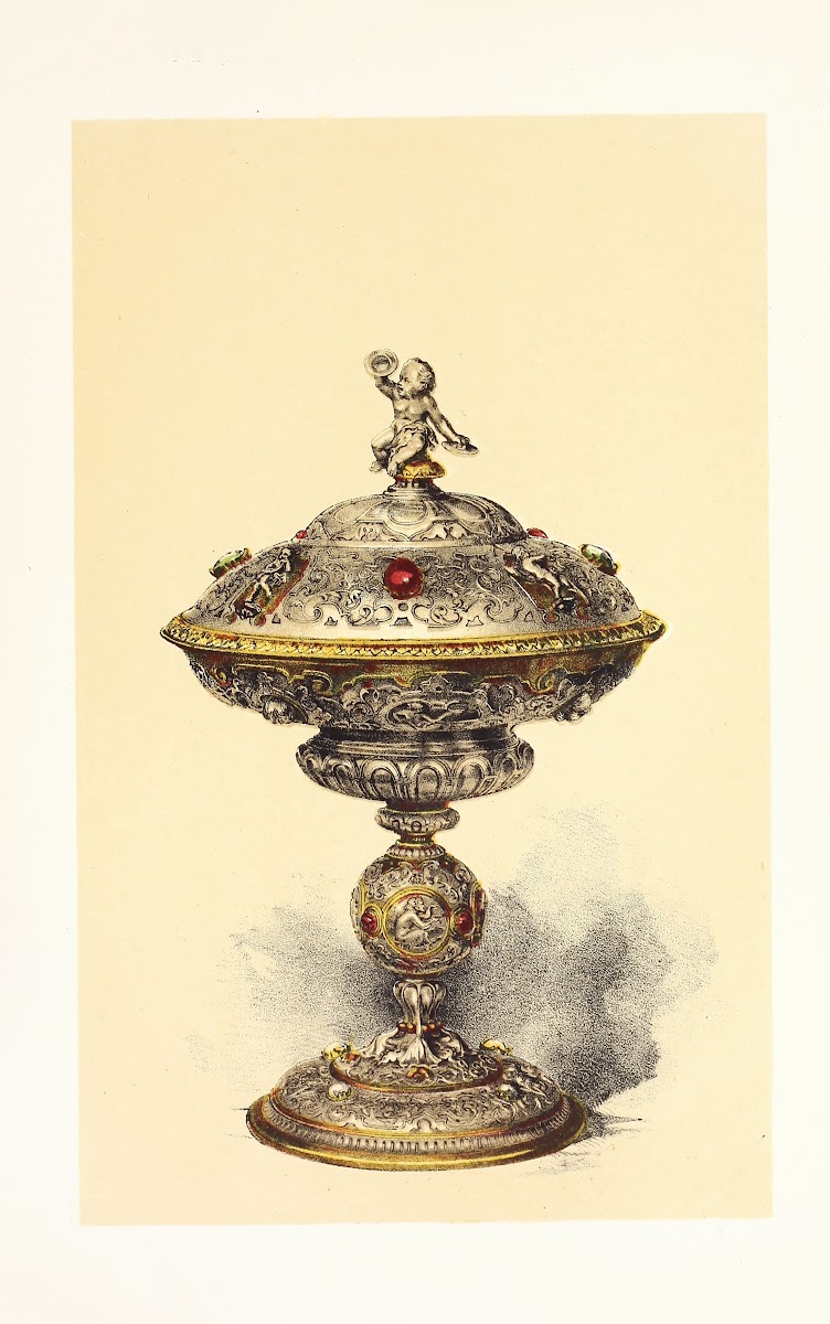 Tazza with Cover in Silver set with Jewels 1858