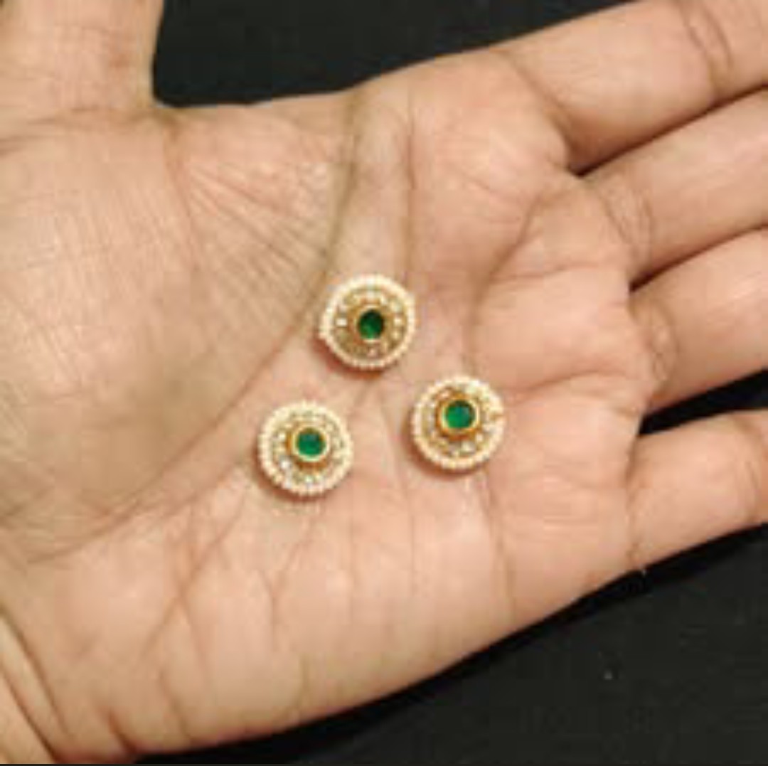 B4-Round Green Moti Pendant (Pack Of 3)