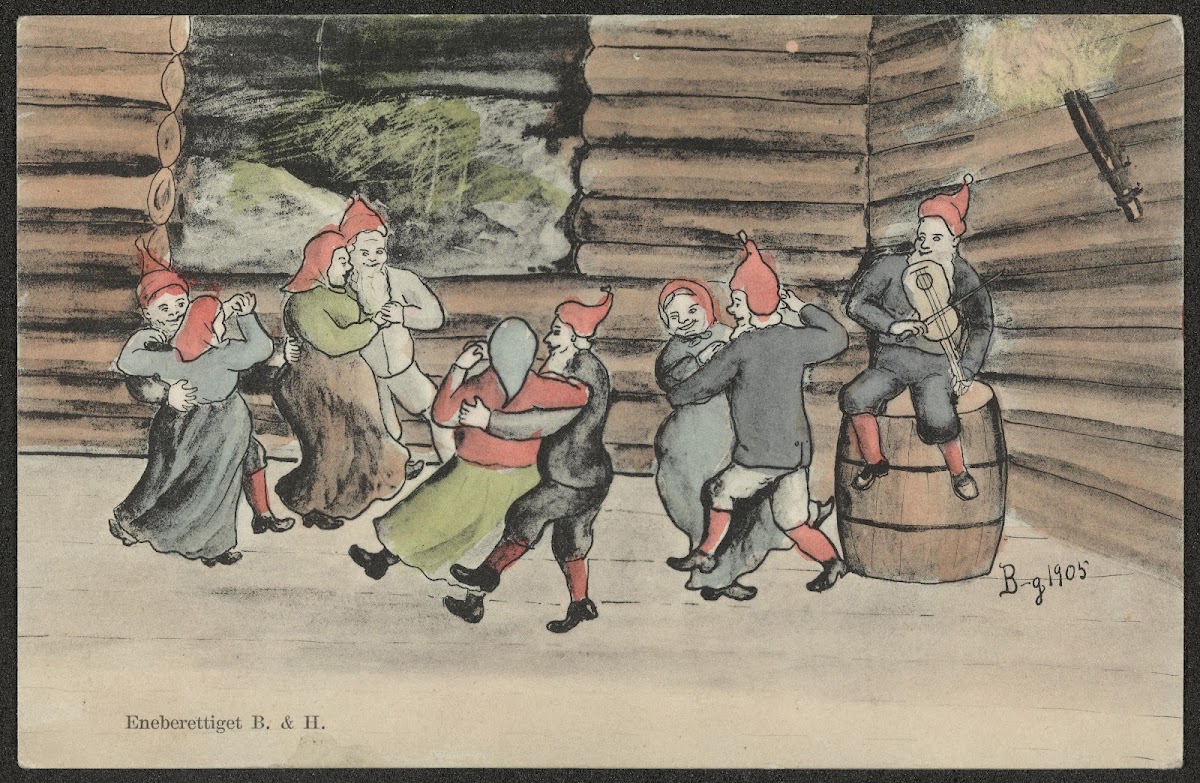 Christmas card with Santa dancing